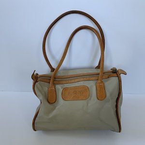 Vintage 90s Jon Hart Barrel Bag tan leather 10 x 7